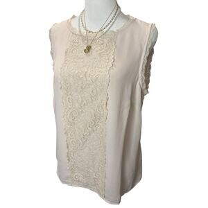 Laundry by Shelli Segal M Cream Lace Sheer Rayon Blend